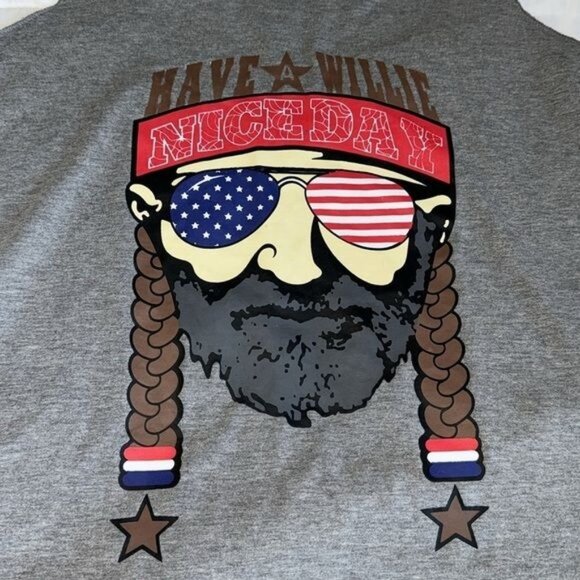Have A Willie Nice Day Gray Tank Top With Patriotic Graphic Print & Racerback De - Picture 3 of 5